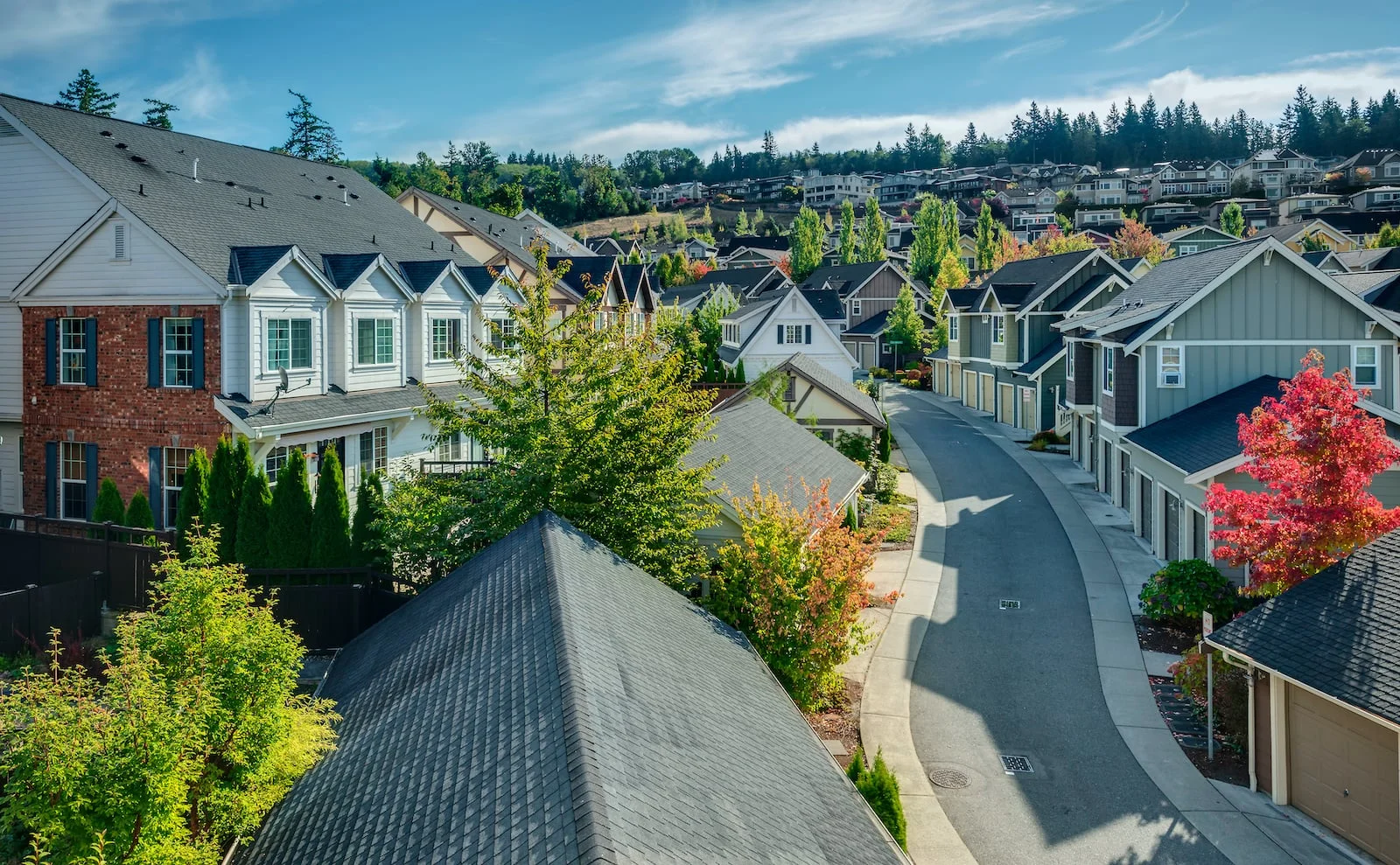 Suburban residential homes and neighborhood community