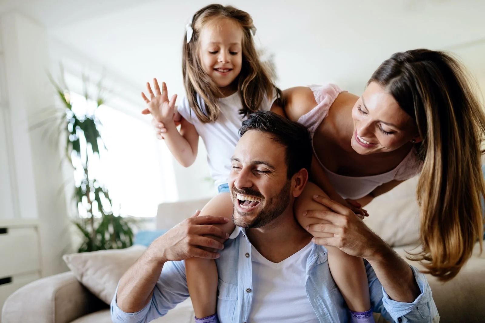 Happy family enjoying security in their home